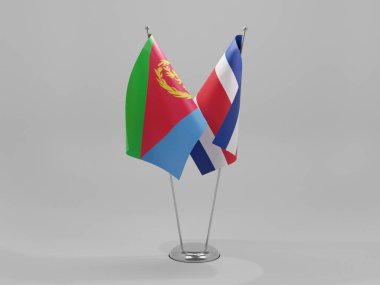 Kosta Rika - Eritre İşbirliği Bayrakları, Beyaz Arkaplan - 3D Render