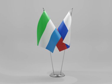 Rusya - Sierra Leone İşbirliği Bayrakları, Beyaz Arkaplan - 3D Render