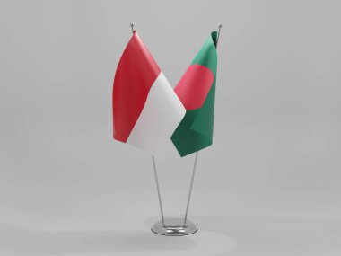 Bangladeş - Monako İşbirliği Bayrakları, Beyaz Arkaplan - 3D Render