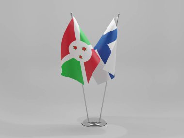 Finlandiya - Burundi İşbirliği Bayrakları, Beyaz Arkaplan - 3D Render