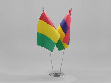 Mauritius - Gine İşbirliği Bayrakları, Beyaz Arkaplan - 3D Render