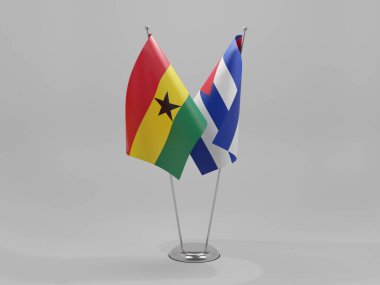 Küba - Gana İşbirliği Bayrakları, Beyaz Arkaplan - 3D Render