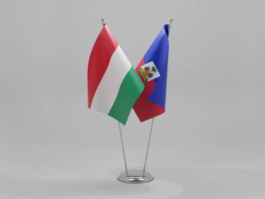 Haiti - Macaristan İşbirliği Bayrakları, Beyaz Arkaplan - 3D Render