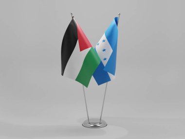 Honduras - Ürdün İşbirliği Bayrakları, Beyaz Arkaplan - 3D Render