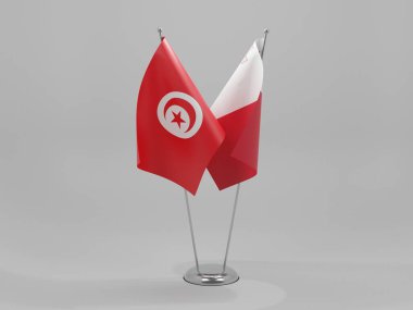 Malta - Tunus İşbirliği Bayrakları, Beyaz Arkaplan - 3D Render