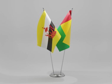 Gine Bissau - Brunei İşbirliği Bayrakları, Beyaz Arkaplan - 3D Yapılandırma