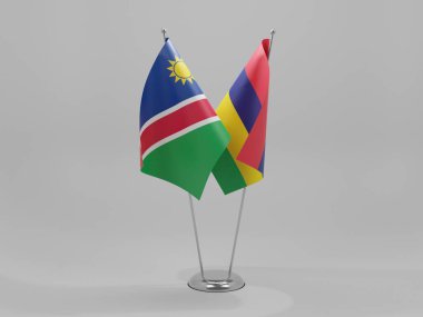 Mauritius - Namibya İşbirliği Bayrakları, Beyaz Arkaplan - 3D Render