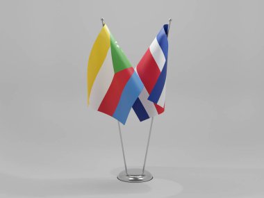 Kosta Rika - Komoros İşbirliği Bayrakları, Beyaz Arkaplan - 3D Render