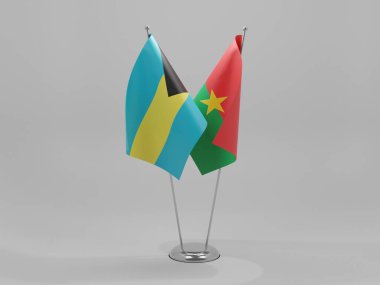 Burkina Faso - Bahamalar İşbirliği Bayrakları, Beyaz Arkaplan - 3D Render