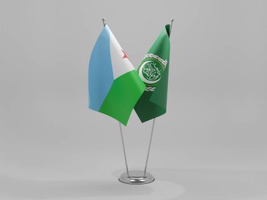 Arap Birliği - Cibuti İşbirliği Bayrakları, Beyaz Arkaplan - 3D Yapılandırma