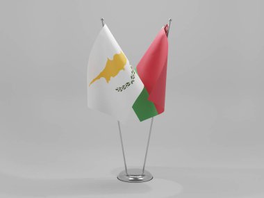 Belarus - Kıbrıs İşbirliği Bayrakları, Beyaz Arkaplan - 3D Hazırlama