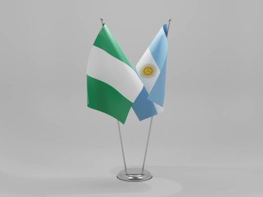 Arjantin - Nijerya İşbirliği Bayrakları, Beyaz Arkaplan - 3D Render