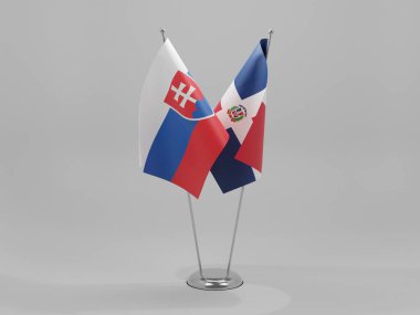 Dominik Cumhuriyeti - Slovakya İşbirliği Bayrakları, Beyaz Arkaplan - 3D Render
