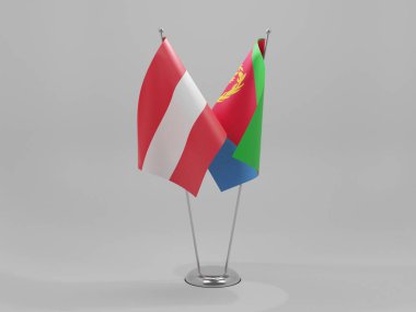 Eritre - Avusturya İşbirliği Bayrakları, Beyaz Arkaplan - 3D Render