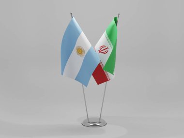 İran - Arjantin İşbirliği Bayrakları, Beyaz Arkaplan - 3D Yapılandırma