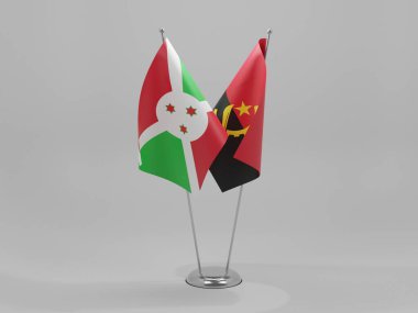 Angola - Burundi İşbirliği Bayrakları, Beyaz Arkaplan - 3D Render