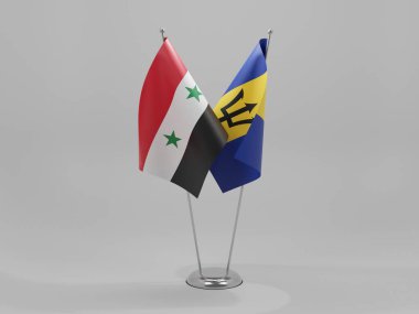 Barbados - Suriye İşbirliği Bayrakları, Beyaz Arkaplan - 3D Render
