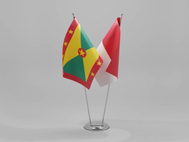 Monako - Grenada İşbirliği Bayrakları, Beyaz Arkaplan - 3D Renklendirme