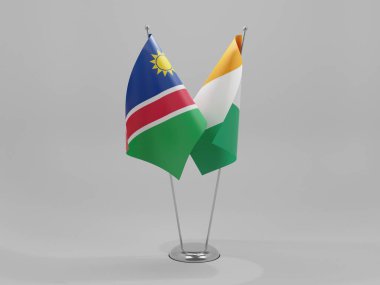Cote D Ivoire - Namibya İşbirliği Bayrakları, Beyaz Arkaplan - 3D Yapılandırma