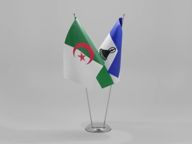 Lesotho - Cezayir İşbirliği Bayrakları, Beyaz Arkaplan - 3D Render