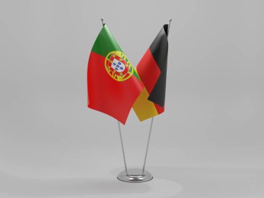 Almanya - Portekiz İşbirliği Bayrakları, Beyaz Arkaplan - 3D Hazırlama