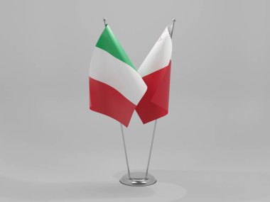 Malta - İtalya İşbirliği Bayrakları, Beyaz Arkaplan - 3B Yapılandırma