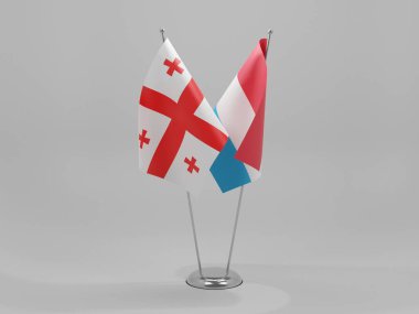 Lüksemburg - Georgia İşbirliği Bayrakları, Beyaz Arkaplan - 3D Render
