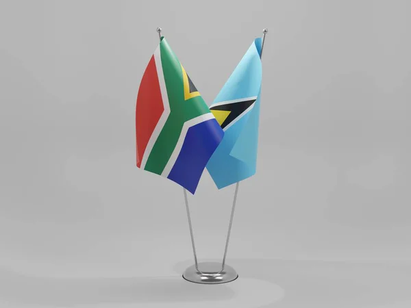 Saint Lucia Dél Afrikai Együttműködési Zászlók Fehér Háttér Render — Stock Fotó