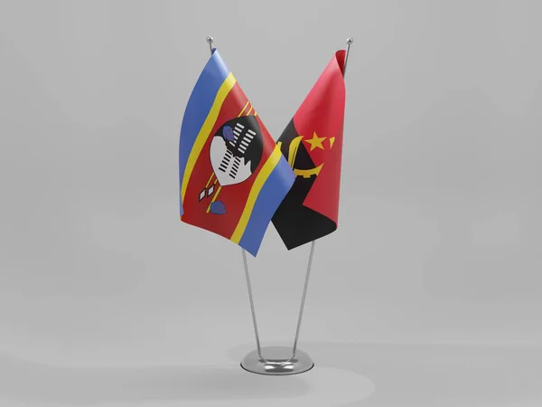 Angola Vlajky Spolupráce Svazijska Bílé Pozadí Vykreslování — Stock fotografie