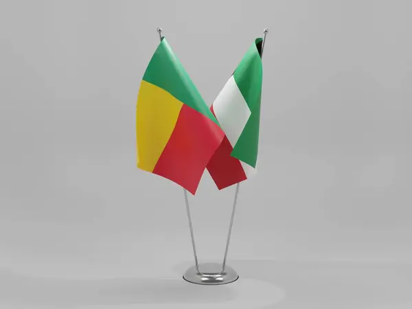 Kuwait Benin Banderas Cooperación Fondo Blanco Render —  Fotos de Stock