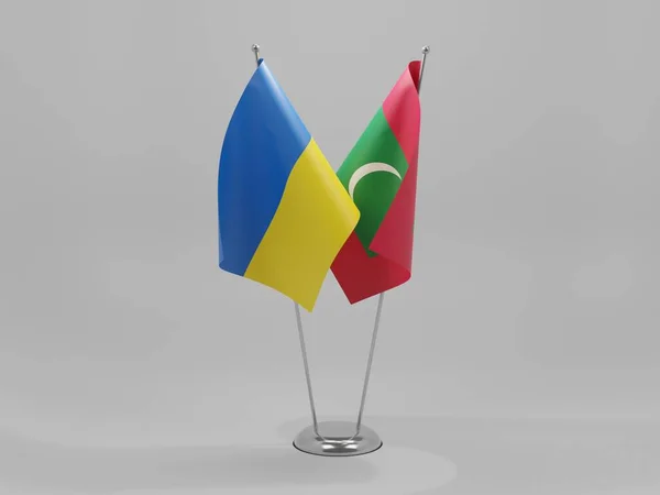 Maldivas Bandeiras Cooperação Ucrânia Fundo Branco Render — Fotografia de Stock