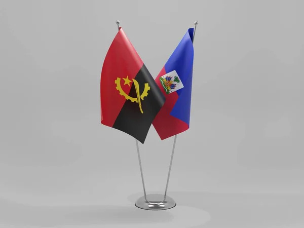 Haiti Angolas Samarbetsflaggor Vit Bakgrund Render — Stockfoto
