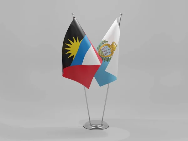 San Marino Antigua Barbuda Cooperation Flags White Background Render — 스톡 사진