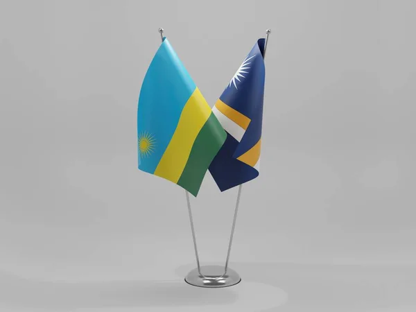 Islas Marshall Banderas Cooperación Ruanda Fondo Blanco Render — Foto de Stock