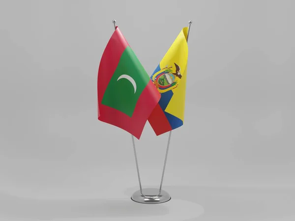 Ecuador Banderas Cooperación Maldivas Fondo Blanco Render — Foto de Stock