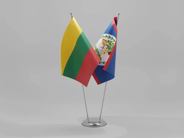 Belize Lituanie Drapeaux Coopération Fond Blanc Render — Photo