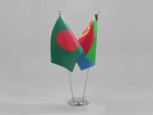 Eritrea Banderas Cooperación Bangladesh Fondo Blanco Render —  Fotos de Stock