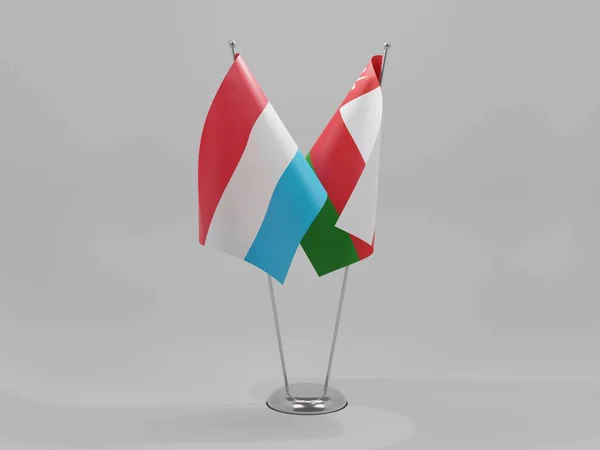 Oman Luxemburgse Samenwerking Vlaggen Witte Achtergrond Render — Stockfoto