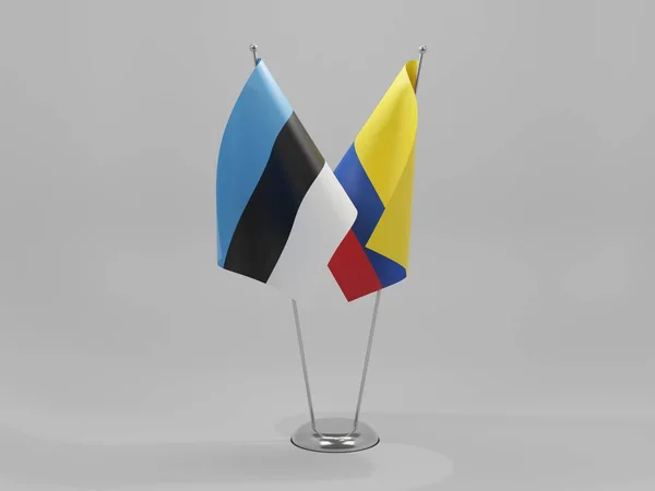 Colombie Estonie Drapeaux Coopération Fond Blanc Render — Photo