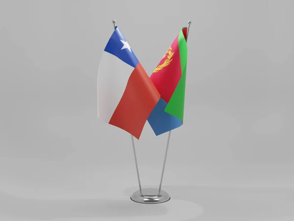 Eritre Şili Şbirliği Bayrakları Beyaz Arkaplan Render — Stok fotoğraf