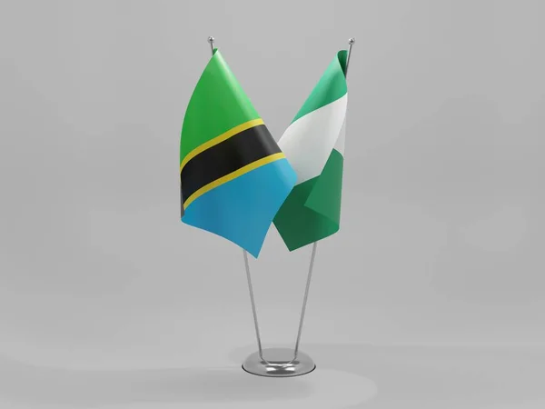 Nigeria Banderas Cooperación Tanzania Fondo Blanco Render — Foto de Stock