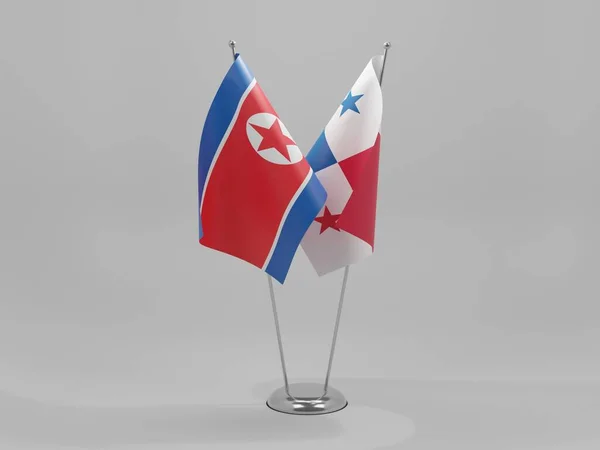 Panama Nordkorea Kooperationsflaggen Weißer Hintergrund Render — Stockfoto