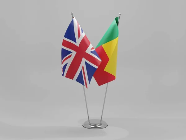 Benin Banderas Cooperación Del Reino Unido Fondo Blanco Render —  Fotos de Stock