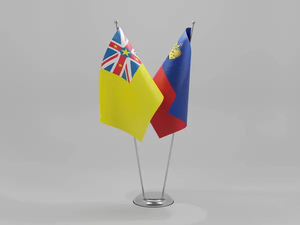 Liechtenstein Niue Cooperation Flags Weißer Hintergrund Render — Stockfoto