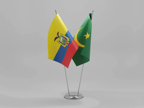Μαυριτανία Εκουαδόρ Σημαίες Συνεργασίας Λευκό Φόντο Render — Φωτογραφία Αρχείου