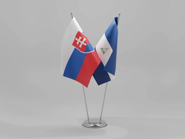 Nicaragua Словаччина Прапори Співпраці Білий Фон Рендер — стокове фото