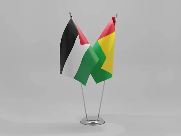 Σημαίες Συνεργασίας Γουινέας Μπισσάου Παλαιστίνης Λευκό Φόντο Render — Φωτογραφία Αρχείου