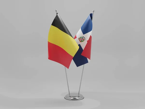 República Dominicana Banderas Cooperación Bélgica Fondo Blanco Render — Foto de Stock