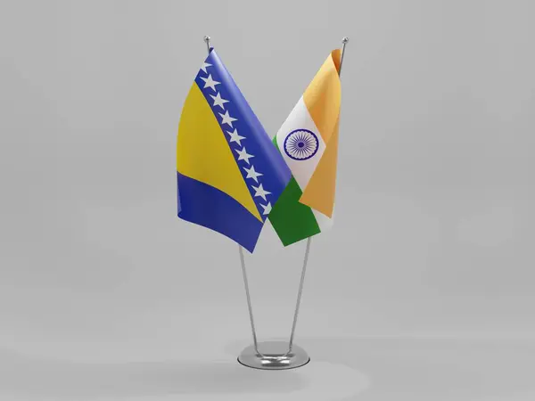 Banderas Cooperación India Bosnia Herzegovina Fondo Blanco Render — Foto de Stock