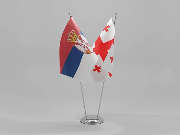 Georgia Serbia Cooperation Flags White Background Render — Stock Photo, Image